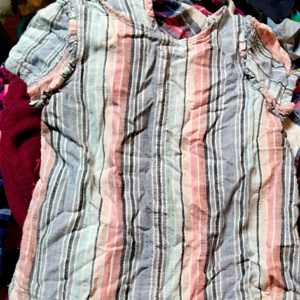 Very cute pastel striped girls short sleeve blouse